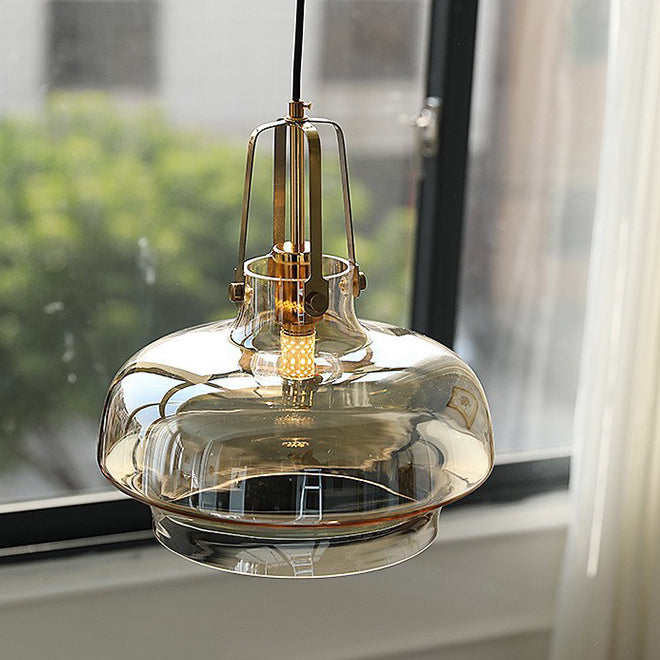 Contemporary Retro Transparent Hardware Glass Iron 1 - Light Pendant Light For Living Room