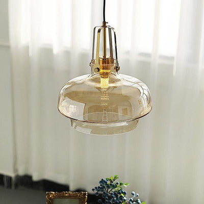 Contemporary Retro Transparent Hardware Glass Iron 1 - Light Pendant Light For Living Room