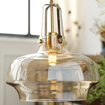 Contemporary Retro Transparent Hardware Glass Iron 1 - Light Pendant Light For Living Room