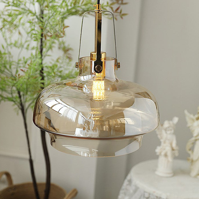 Contemporary Retro Transparent Hardware Glass Iron 1 - Light Pendant Light For Living Room