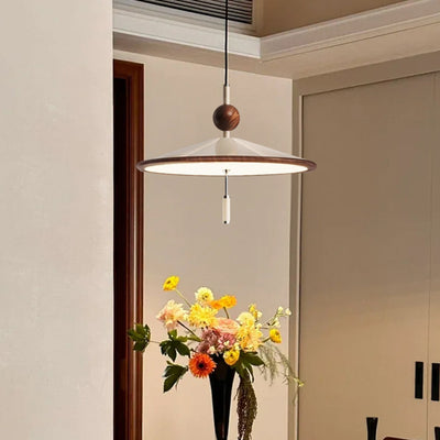 Traditional Chinese Hat Shape Aluminum Iron LED Pendant Light For Dining Room