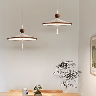 Traditional Chinese Hat Shape Aluminum Iron LED Pendant Light For Dining Room