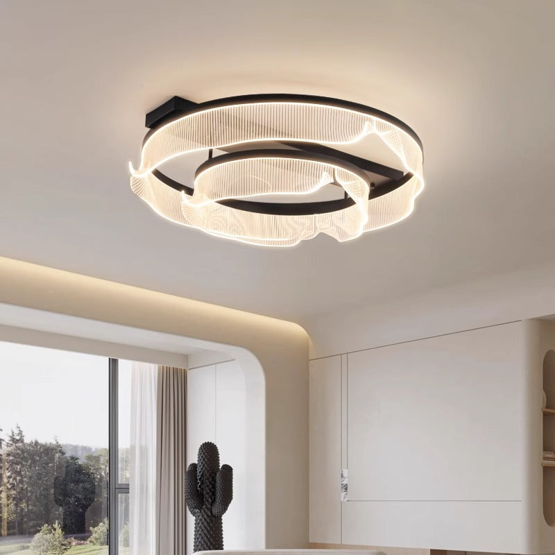 Contemporary Scandinavian Round Iron Aluminum Acrylic LED Flush Mount Ceiling Light For Bedroom