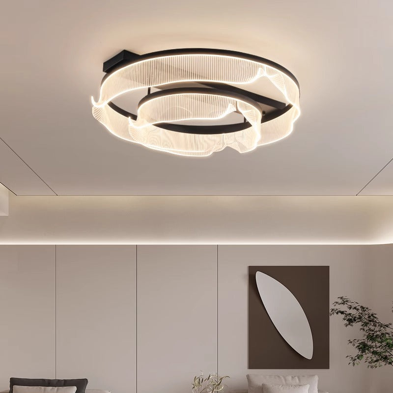 Contemporary Scandinavian Round Iron Aluminum Acrylic LED Flush Mount Ceiling Light For Bedroom