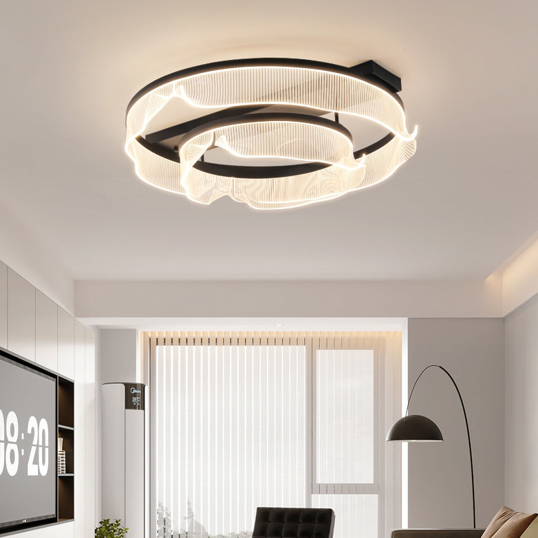 Contemporary Scandinavian Round Iron Aluminum Acrylic LED Flush Mount Ceiling Light For Bedroom