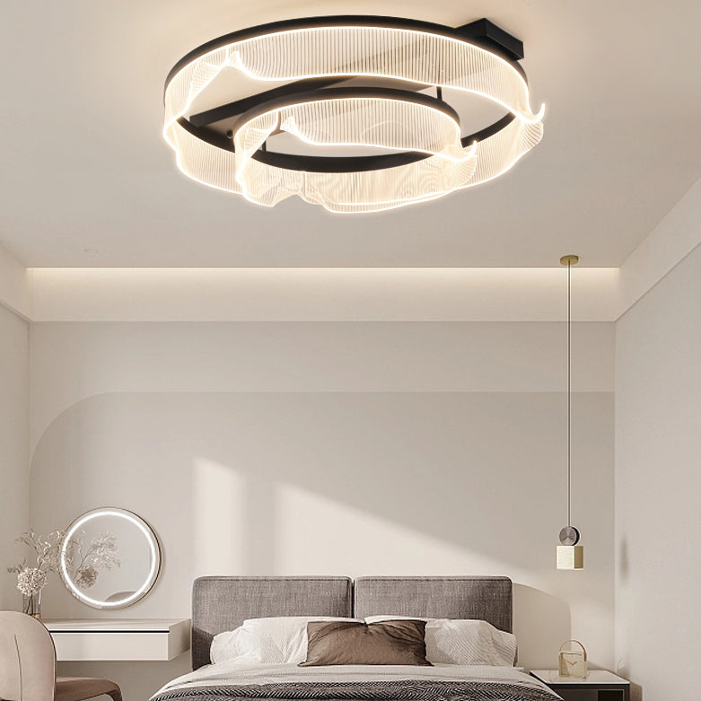 Contemporary Scandinavian Round Iron Aluminum Acrylic LED Flush Mount Ceiling Light For Bedroom