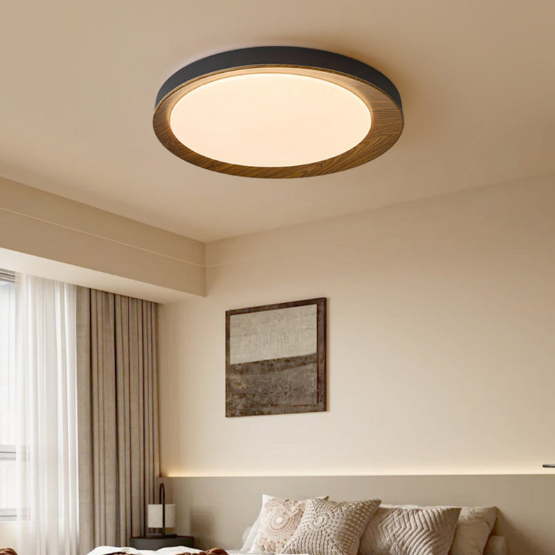 Contemporary Retro Round Iron Acrylic LED Flush Mount Ceiling Light For Bedroom