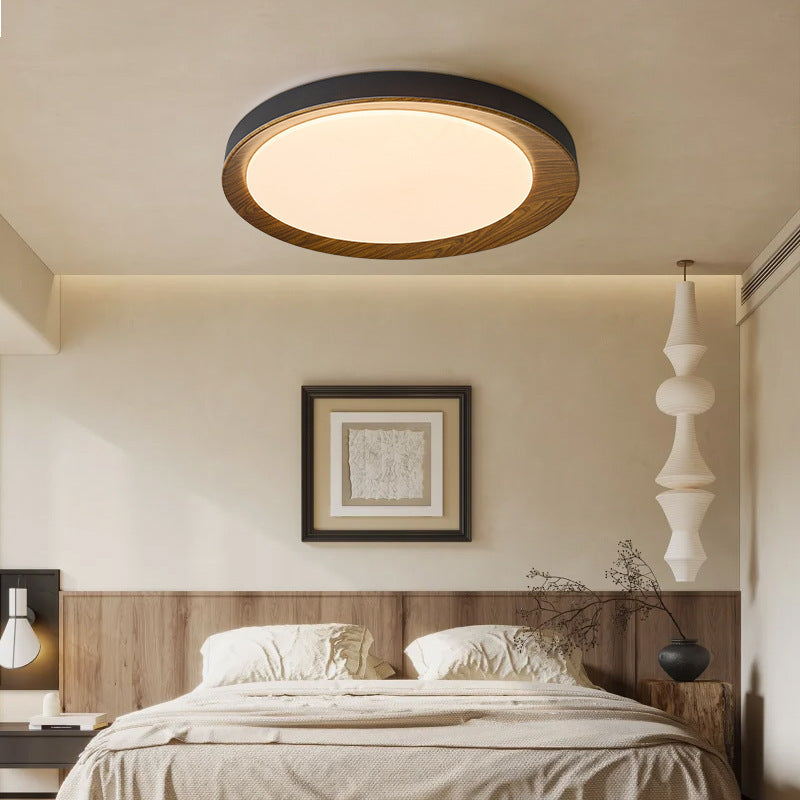 Contemporary Retro Round Iron Acrylic LED Flush Mount Ceiling Light For Bedroom