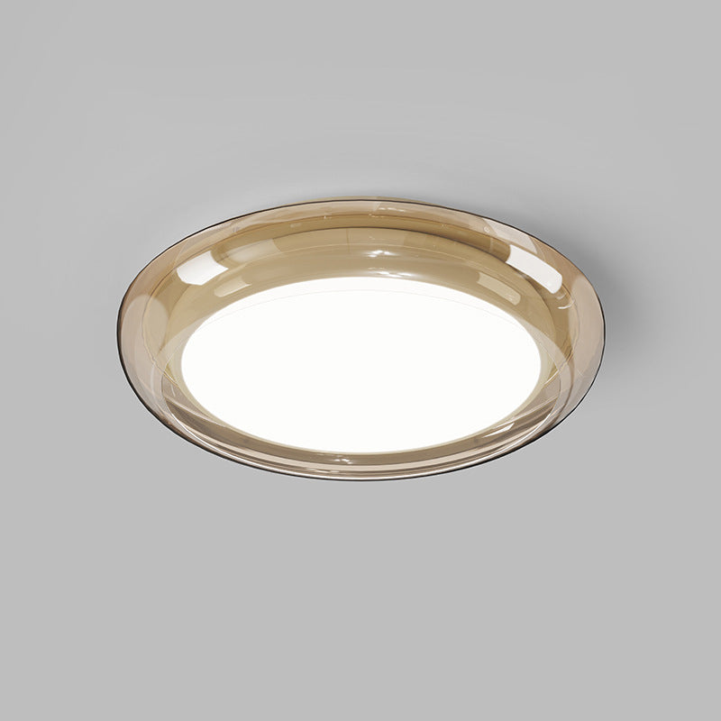 Contemporary Nordic Round Transparent Hardware Acrylic LED Flush Mount Ceiling Light For Bedroom