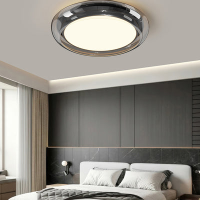 Contemporary Nordic Round Transparent Hardware Acrylic LED Flush Mount Ceiling Light For Bedroom