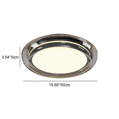 Contemporary Nordic Round Transparent Hardware Acrylic LED Flush Mount Ceiling Light For Bedroom