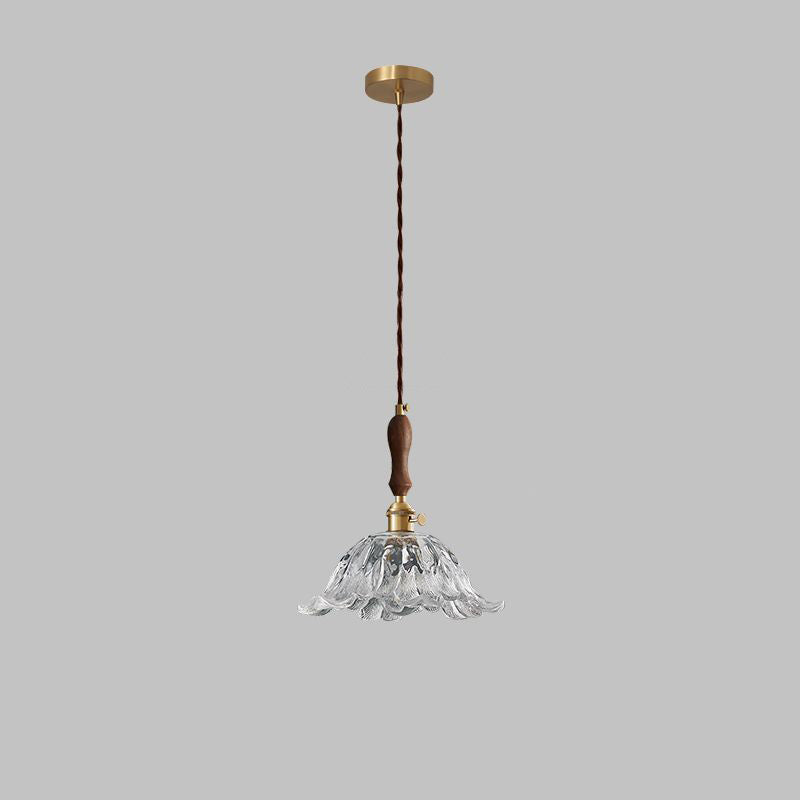 Contemporary Retro Flower Transparent Copper Glass 1 - Light Pendant Light For Dining Room