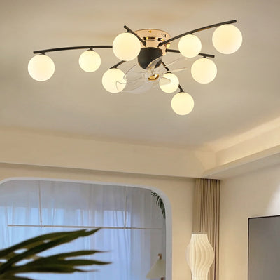 Contemporary Nordic Iron Glass Balls 6/9 - Light Semi-Flush Mount Ceiling Fan Light For Living Room