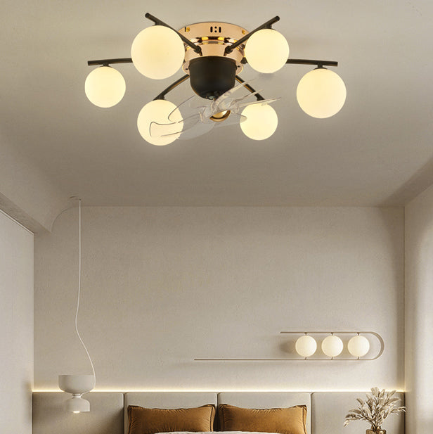 Contemporary Nordic Iron Glass Balls 6/9 - Light Semi-Flush Mount Ceiling Fan Light For Living Room