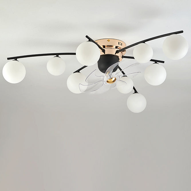 Contemporary Nordic Iron Glass Balls 6/9 - Light Semi-Flush Mount Ceiling Fan Light For Living Room