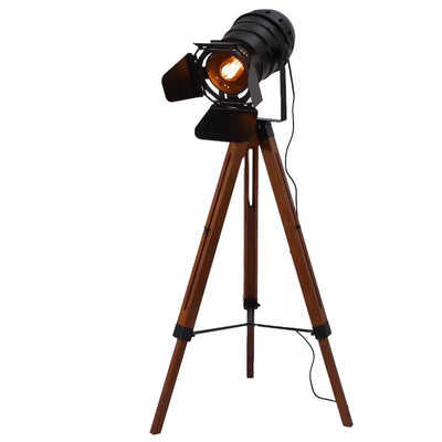 Contemporary Creative Camera Iron Wood 1 - Light Standing Floor Lamp For Living Room