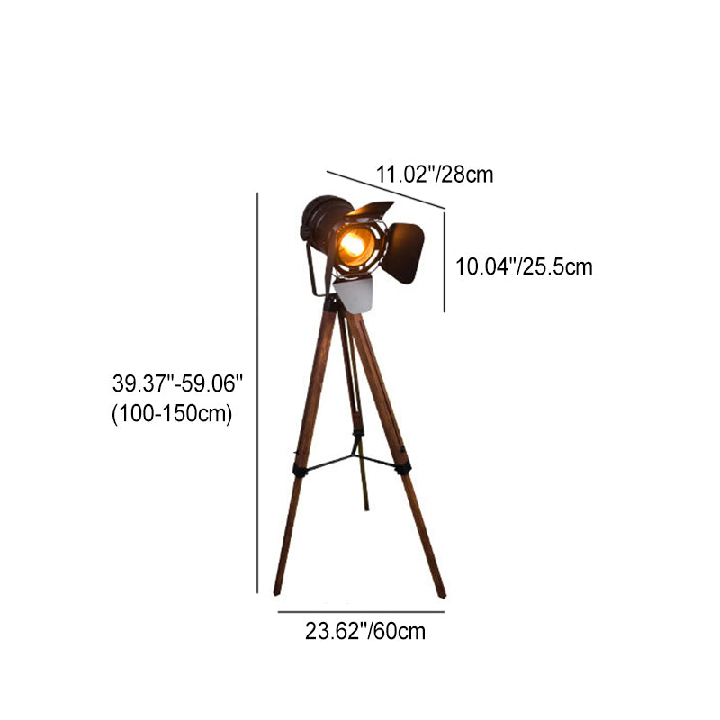 Contemporary Creative Camera Iron Wood 1 - Light Standing Floor Lamp For Living Room