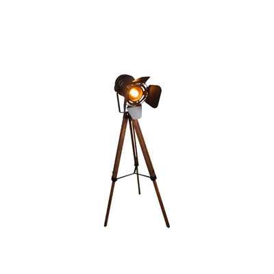 Contemporary Creative Camera Iron Wood 1 - Light Standing Floor Lamp For Living Room