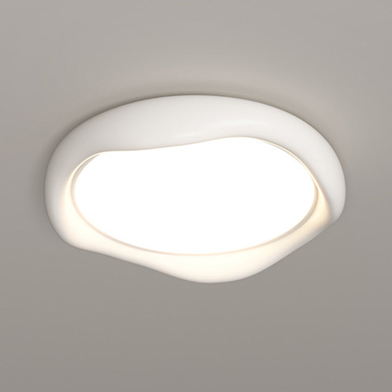 Modern Minimalist Corrugated Edge Cream Iron Resin Acrylic LED Flush Mount Ceiling Light For Bedroom