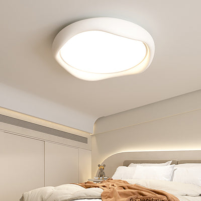 Modern Minimalist Corrugated Edge Cream Iron Resin Acrylic LED Flush Mount Ceiling Light For Bedroom