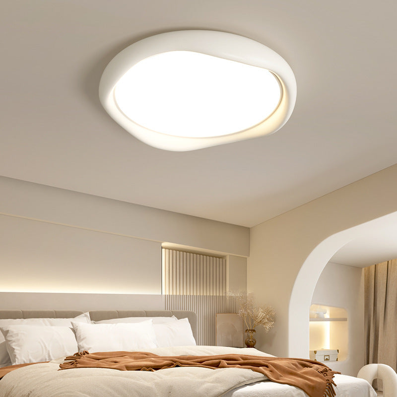 Modern Minimalist Corrugated Edge Cream Iron Resin Acrylic LED Flush Mount Ceiling Light For Bedroom