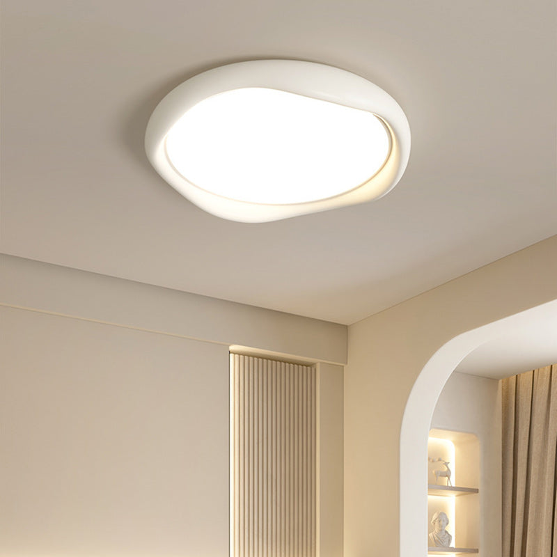 Modern Minimalist Corrugated Edge Cream Iron Resin Acrylic LED Flush Mount Ceiling Light For Bedroom