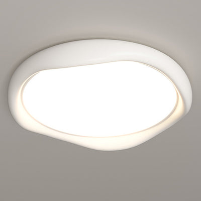 Modern Minimalist Corrugated Edge Cream Iron Resin Acrylic LED Flush Mount Ceiling Light For Bedroom