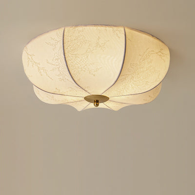 Contemporary Retro Pattern Fabric Iron 3 - Light Flush Mount Ceiling Light For Bedroom