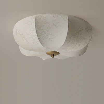 Contemporary Retro Pattern Fabric Iron 3 - Light Flush Mount Ceiling Light For Bedroom