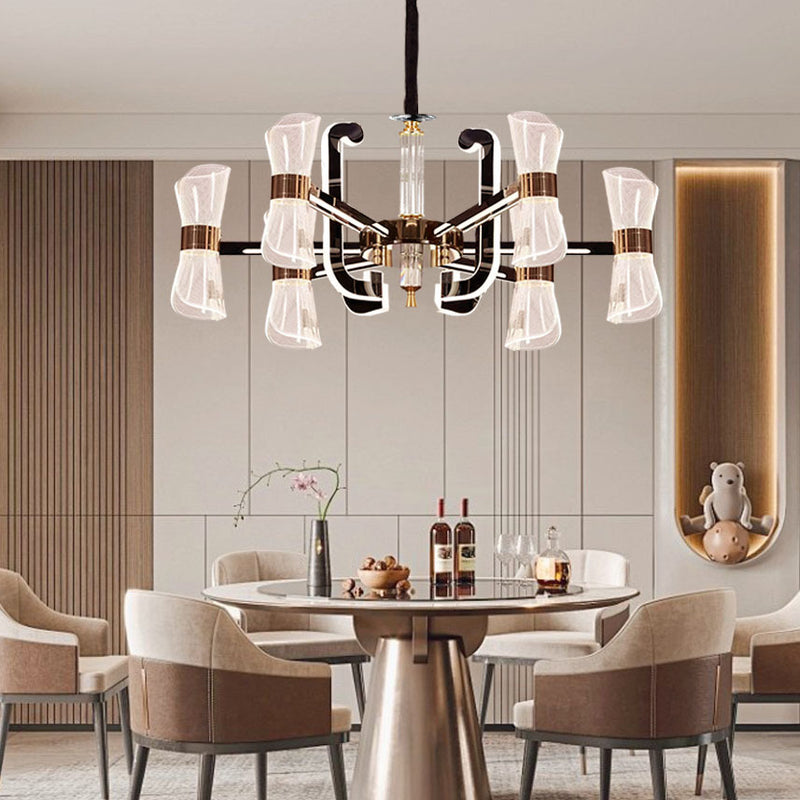 Contemporary Nordic Iron Acrylic LED Chandeliers For Dining Room