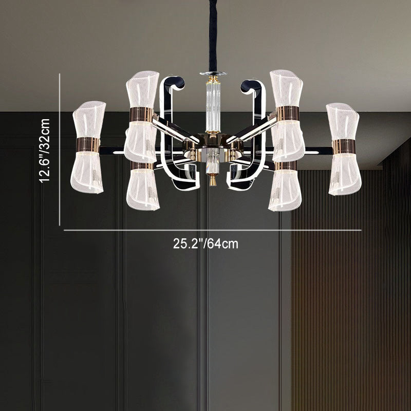 Contemporary Nordic Iron Acrylic LED Chandeliers For Dining Room