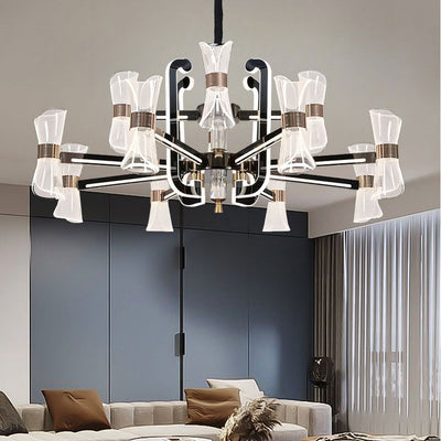 Contemporary Nordic Iron Acrylic LED Chandeliers For Dining Room