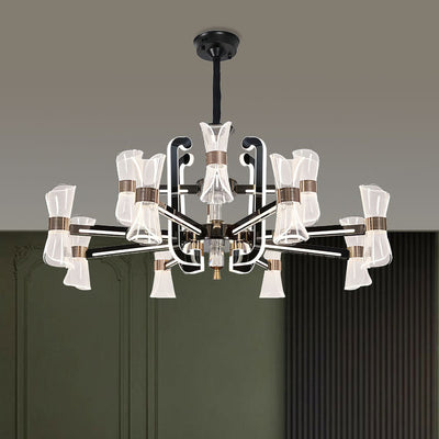 Contemporary Nordic Iron Acrylic LED Chandeliers For Dining Room