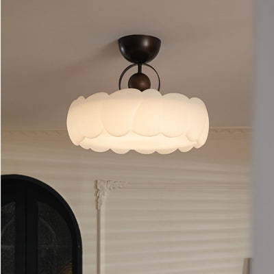 Contemporary Retro Cloud Dome Iron Acrylic LED Semi-Flush Mount Ceiling Light For Bedroom