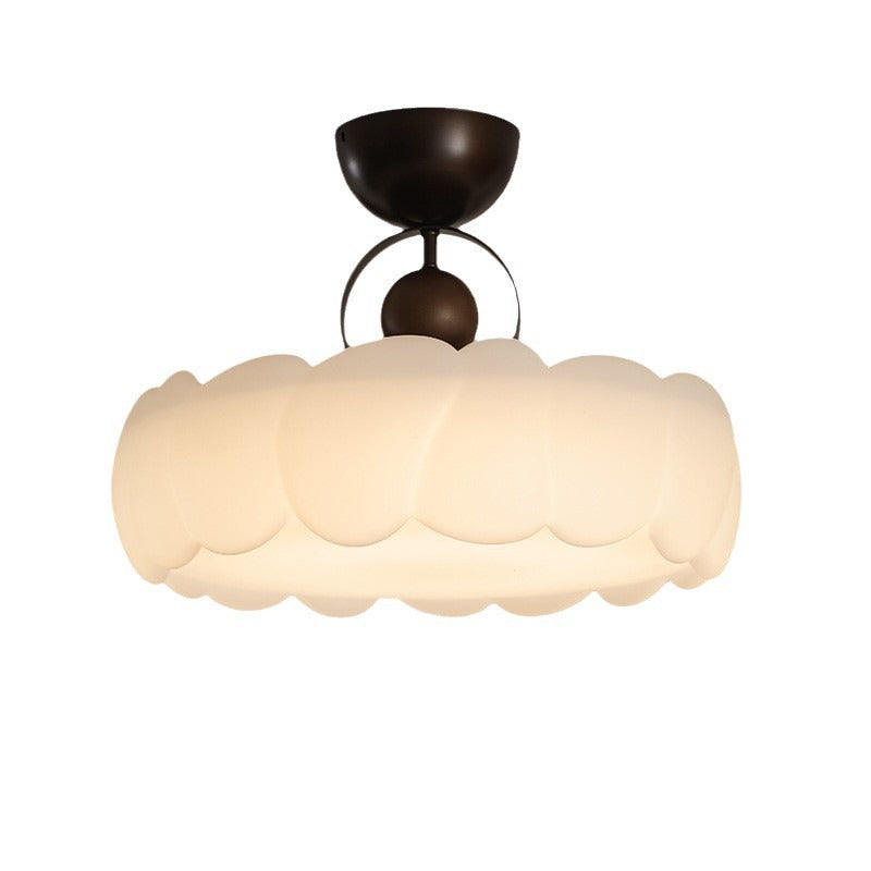 Contemporary Retro Cloud Dome Iron Acrylic LED Semi-Flush Mount Ceiling Light For Bedroom