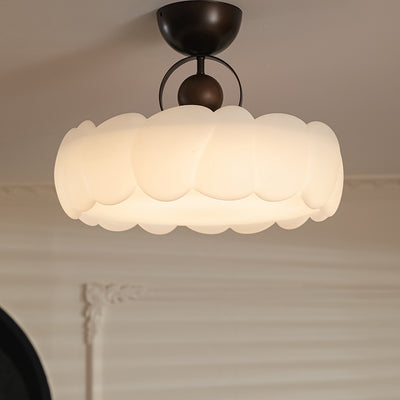 Contemporary Retro Cloud Dome Iron Acrylic LED Semi-Flush Mount Ceiling Light For Bedroom