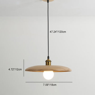 Traditional Chinese Umbrella Aluminum Solid Wood 1 - Light Pendant Light For Dining Room