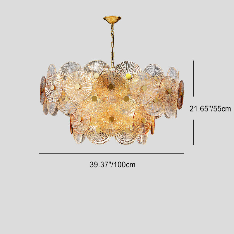 Contemporary Luxury Round Snowflake Glass Iron 8/15/22 - Light Chandelier For Living Room