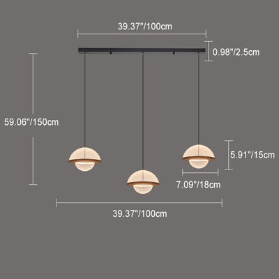 Contemporary Scandinavian Semicircle Splicing Carbon Steel Acrylic LED Pendant Light For Dining Room