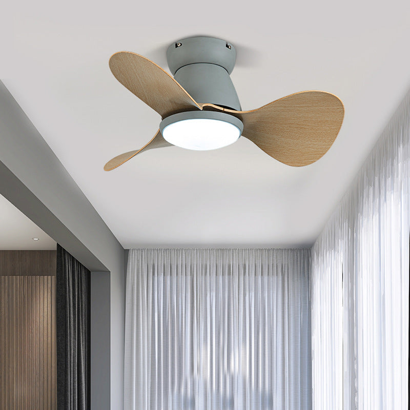 Contemporary Nordic Three Fan Blades Hardware Plastic Acrylic Downrods Ceiling Fan Light For Living Room