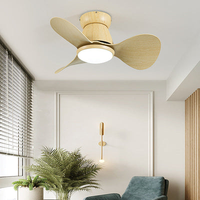 Contemporary Nordic Three Fan Blades Hardware Plastic Acrylic Downrods Ceiling Fan Light For Living Room