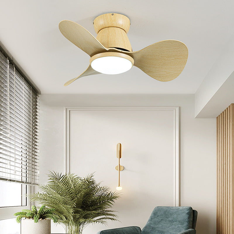 Contemporary Nordic Three Fan Blades Hardware Plastic Acrylic Downrods Ceiling Fan Light For Living Room