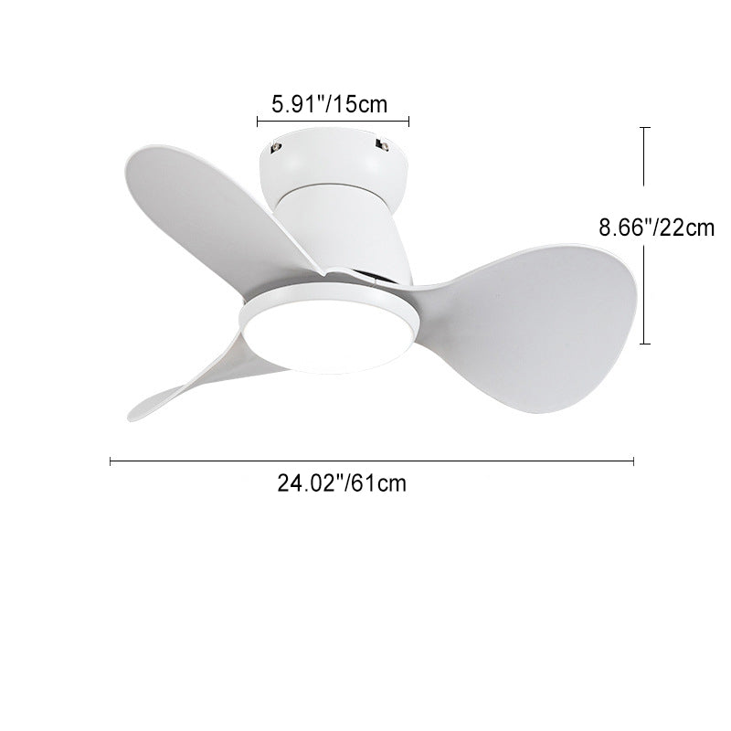 Contemporary Nordic Three Fan Blades Hardware Plastic Acrylic Downrods Ceiling Fan Light For Living Room