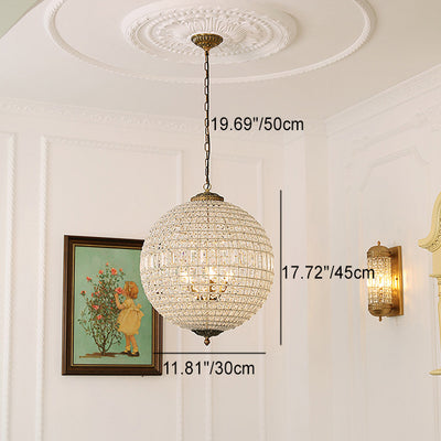 Traditional French Round Ball Crystal Copper 1/3/5 - Light Chandeliers For Dining Room