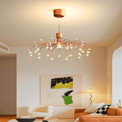 Contemporary Nordic Round Dots Iron Aluminum Acrylic LED Chandeliers For Living Room