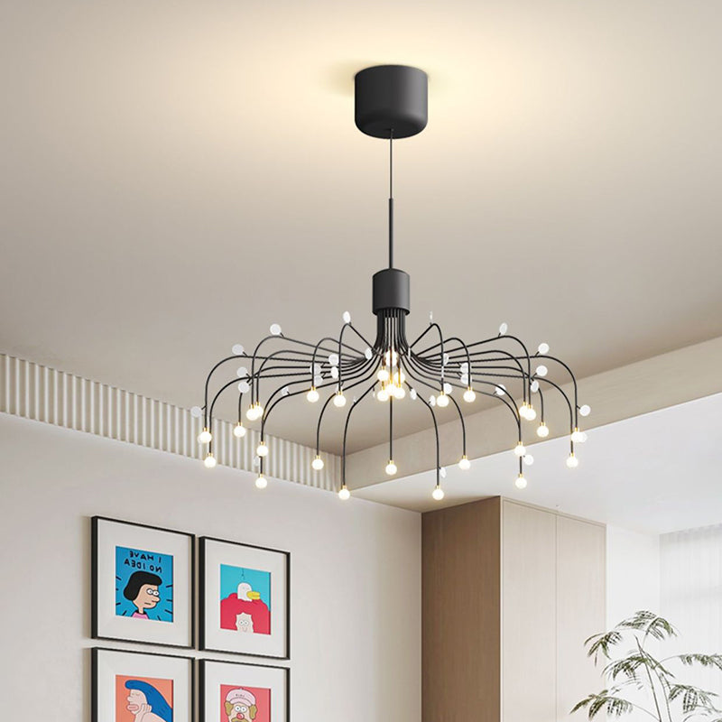 Contemporary Nordic Round Dots Iron Aluminum Acrylic LED Chandeliers For Living Room