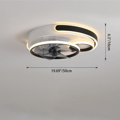 Contemporary Nordic Round Five Fan Blades Iron Aluminum ABS LED Flush Mount Ceiling Fan Light For Bedroom