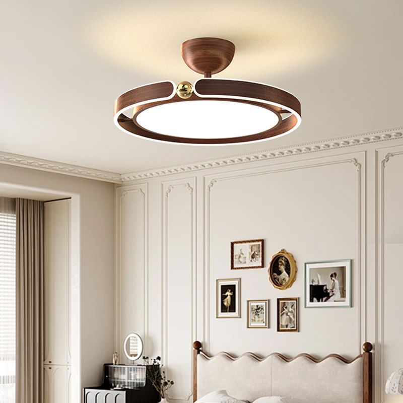 Contemporary Retro Round Dome Acrylic Iron LED Semi-Flush Mount Ceiling Light For Bedroom