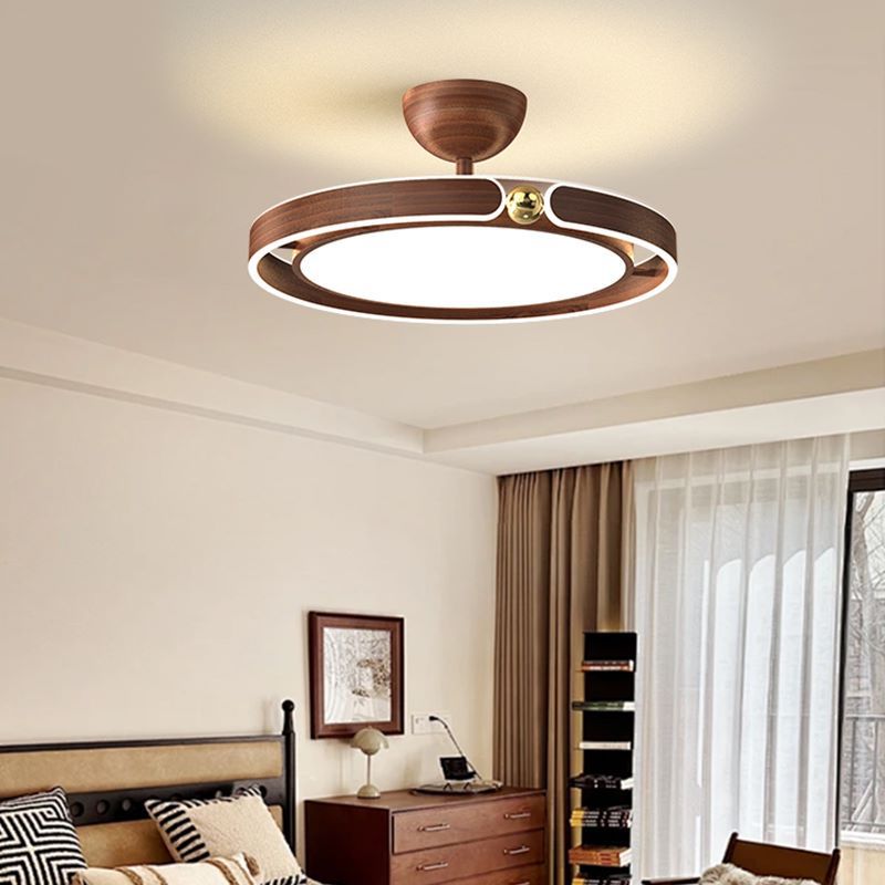 Contemporary Retro Round Dome Acrylic Iron LED Semi-Flush Mount Ceiling Light For Bedroom