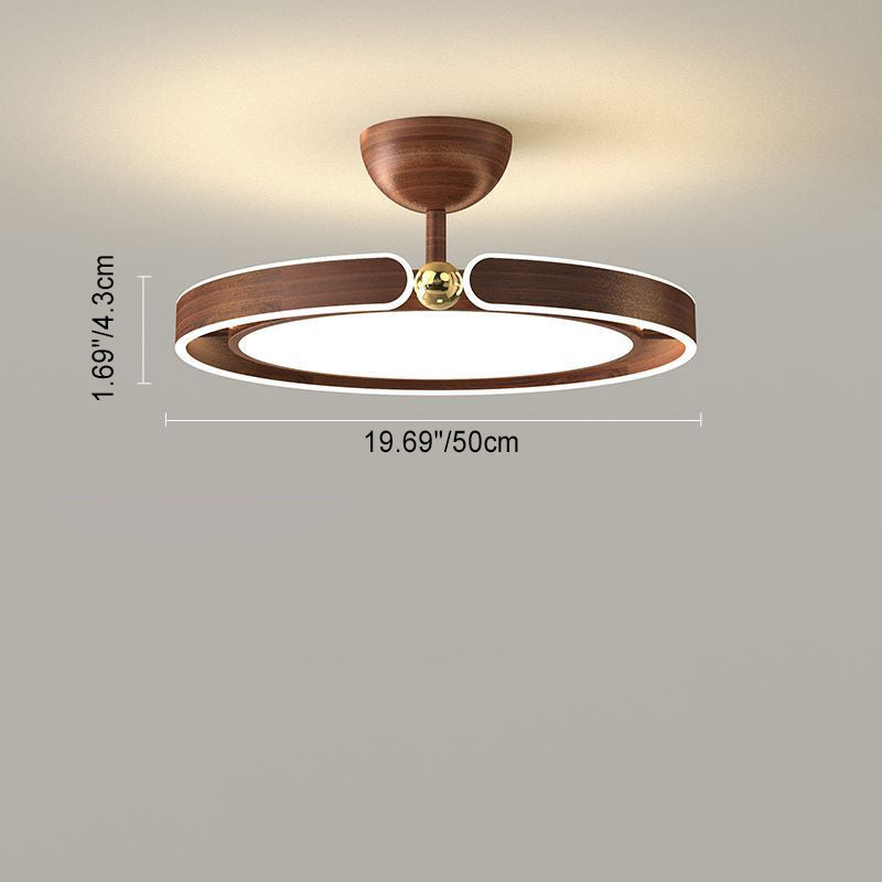 Contemporary Retro Round Dome Acrylic Iron LED Semi-Flush Mount Ceiling Light For Bedroom